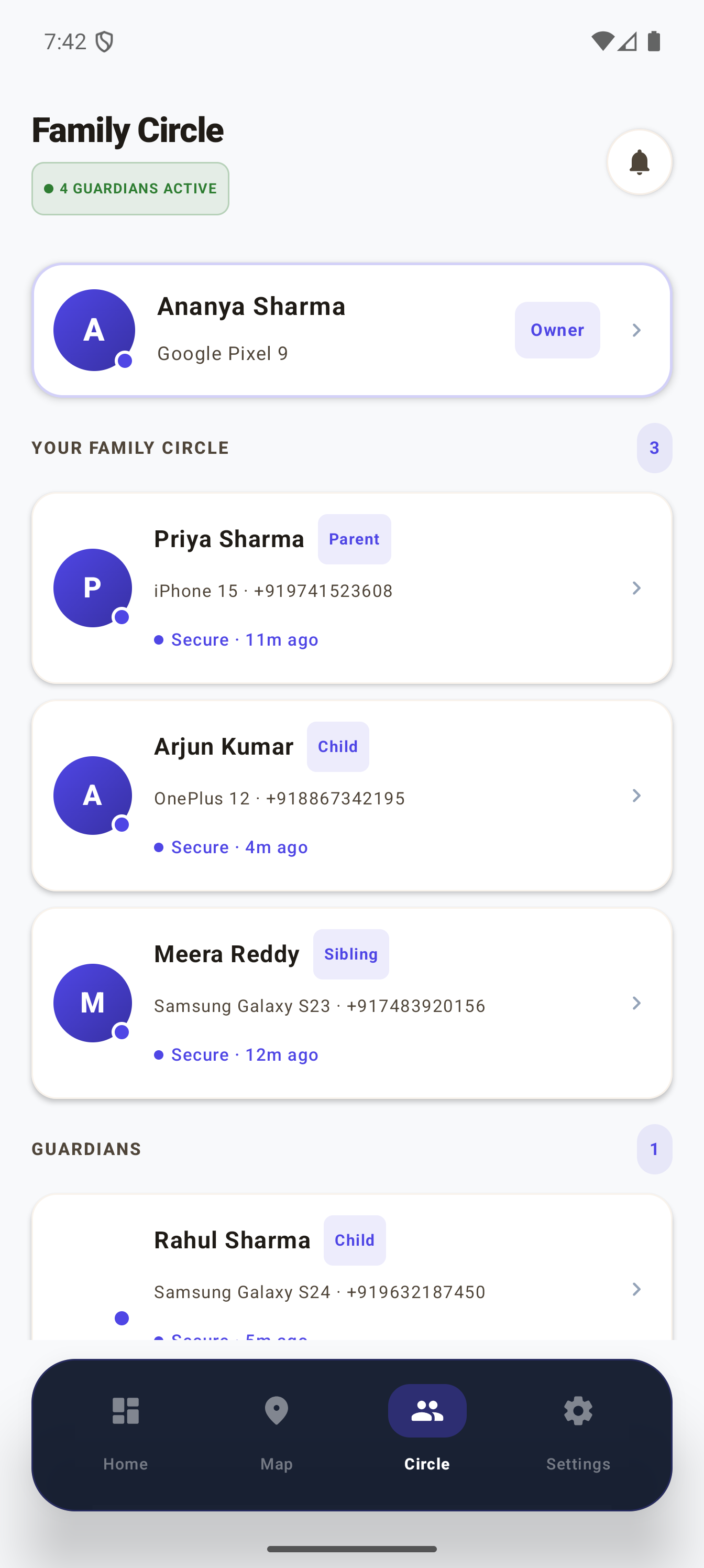 Raksha app — Family Circle